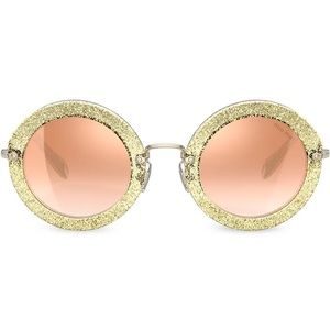 Miu Miu gold round glitter sunglasses